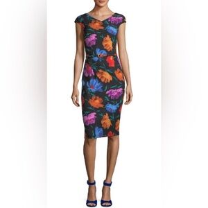 David Meister Floral Print Women's Belted Dress